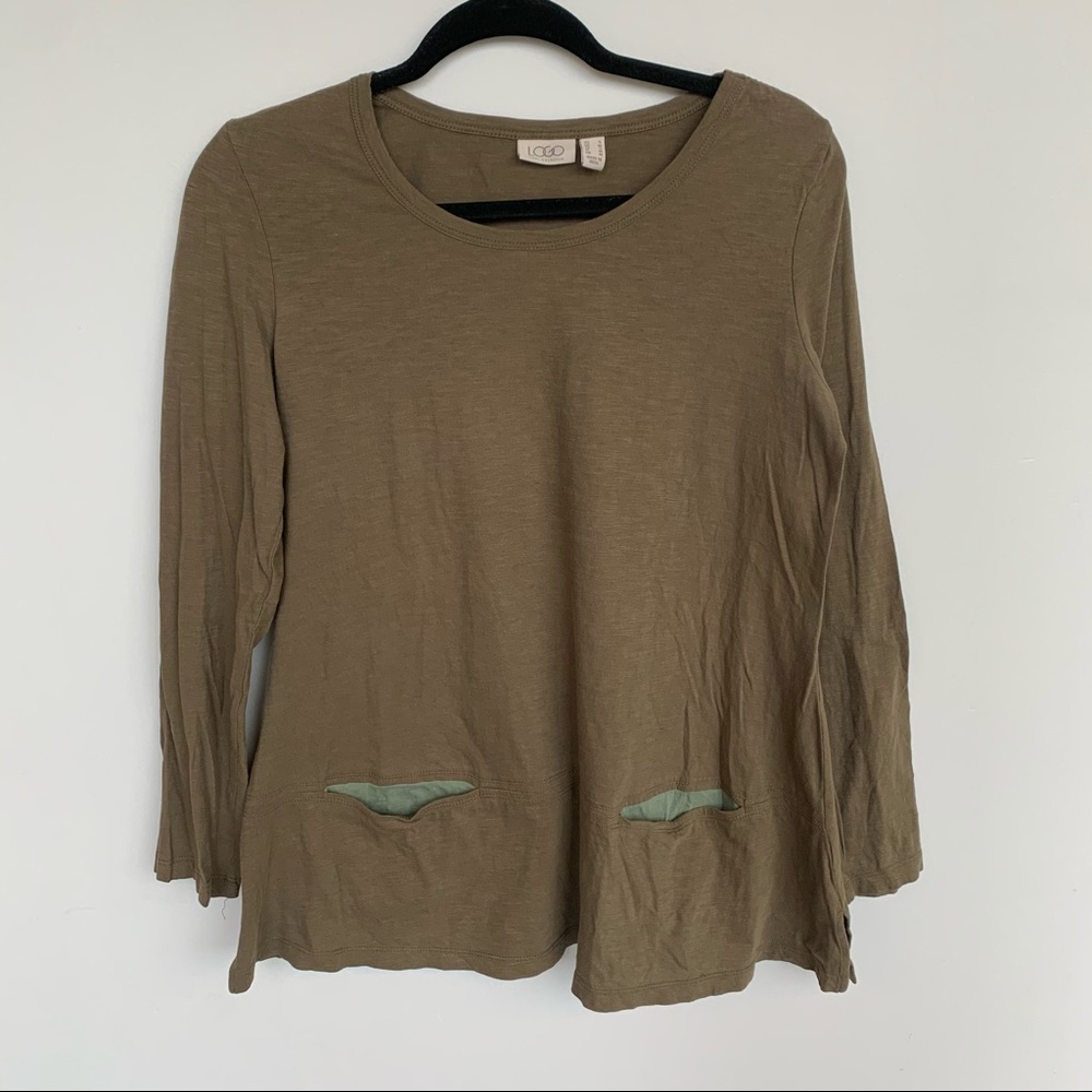 LOGO by Lori Goldstein | Olive Pocket Long Sleeve
